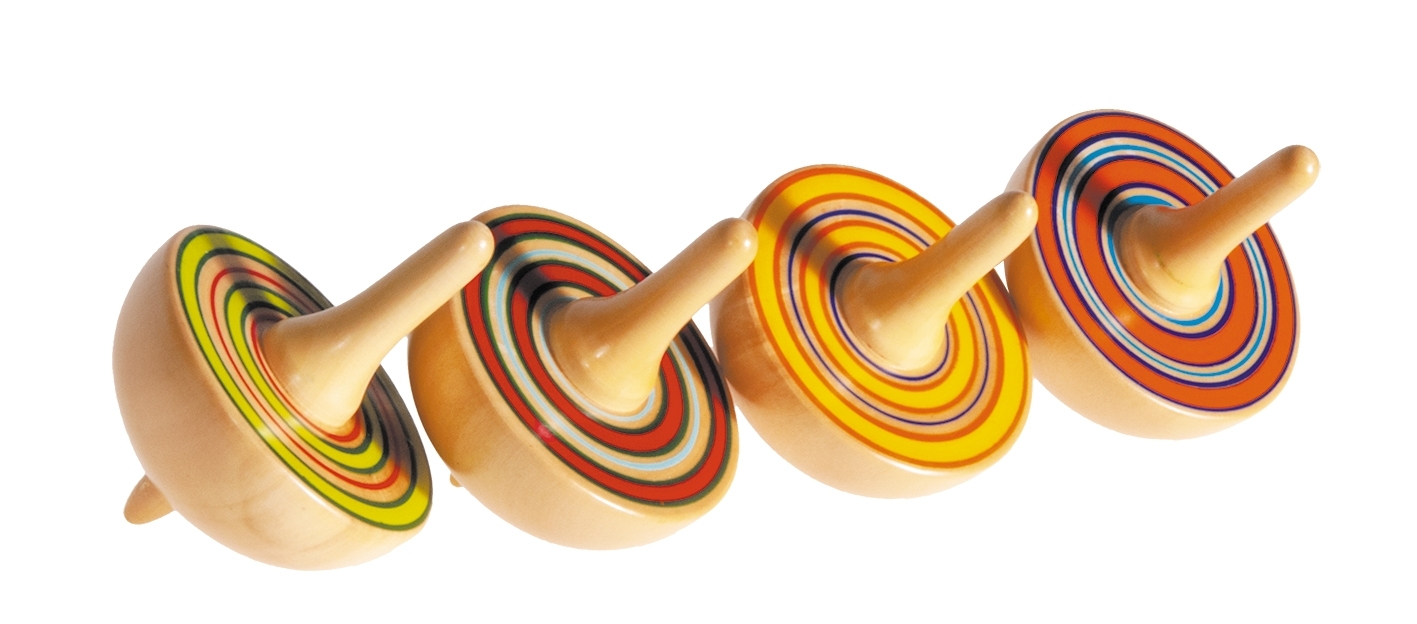 Wooden spinning top, Concentric, asstd by color