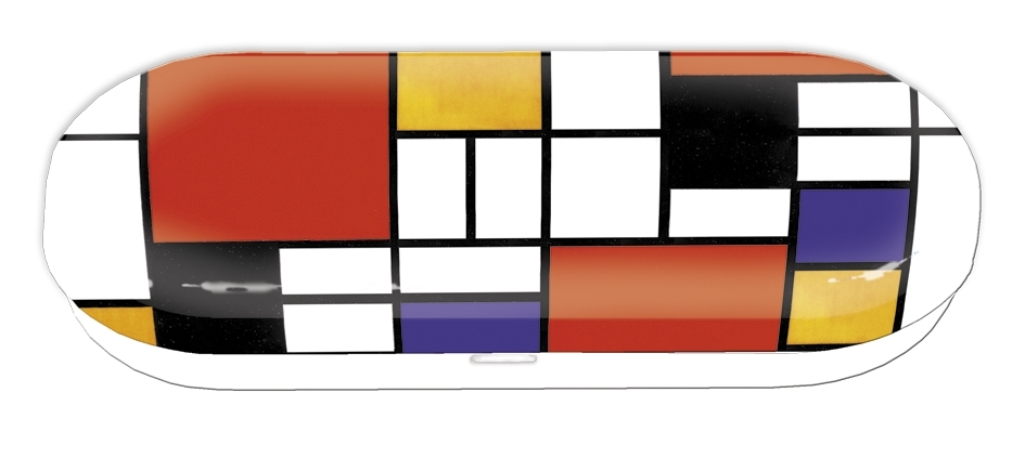 Spectacle case, Bauhaus, Mondrian style, metal