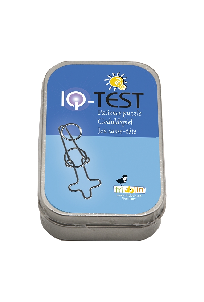 IQ-Test in a tin, Cross-Ring, metal