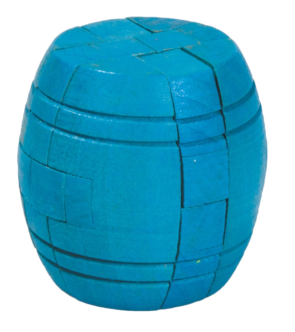 IQ-Test, Barrel, blue, wooden puzzle