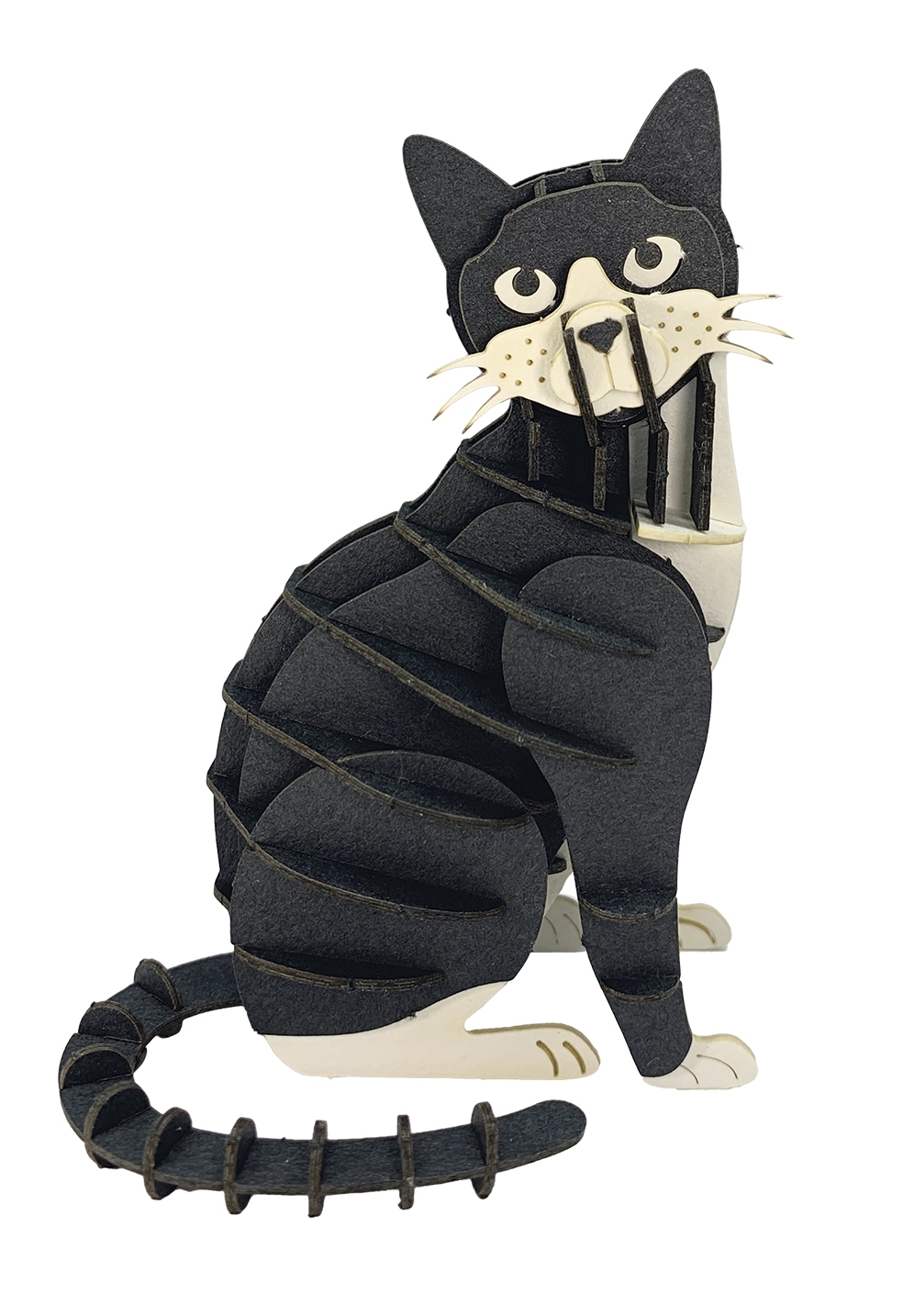 3D model, cat, black and white