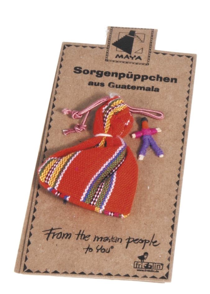 Worry dolls, sachet on card, approx. 2,5 cm