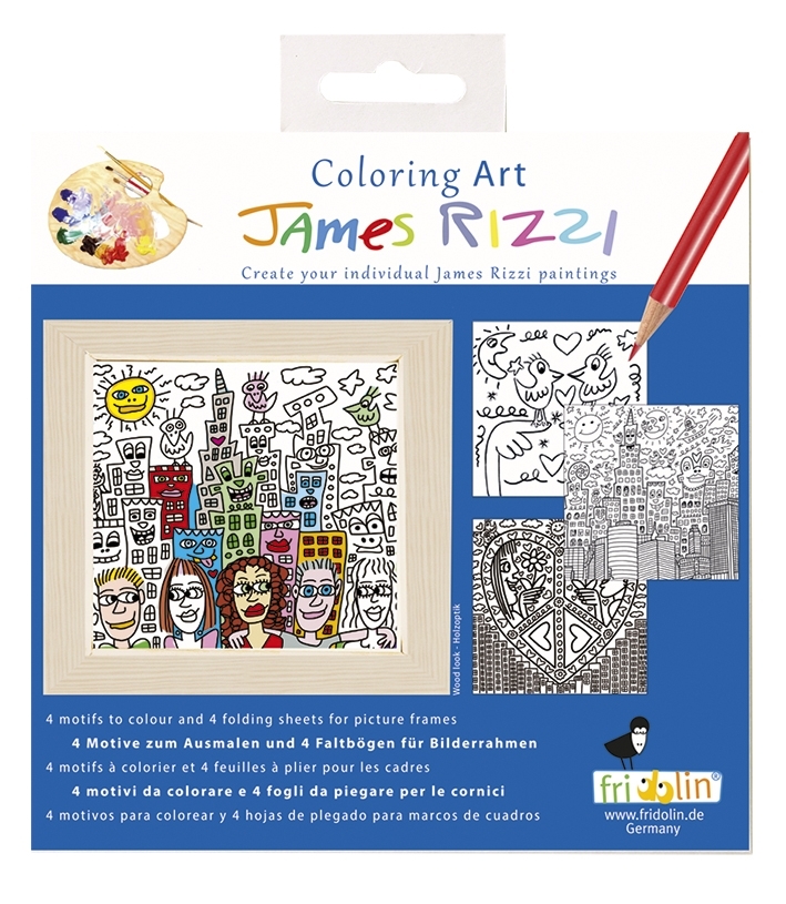 Coloring Art, J. Rizzi, 4 motifs + folding frames