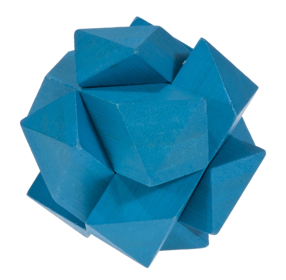 IQ-Test, bamboo puzzle, Angular Knot, blue