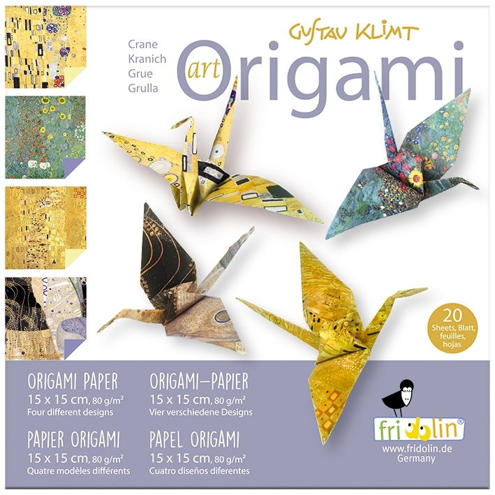 Art-Origami, Crane, Klimt, 20 sheets 15x15 cm