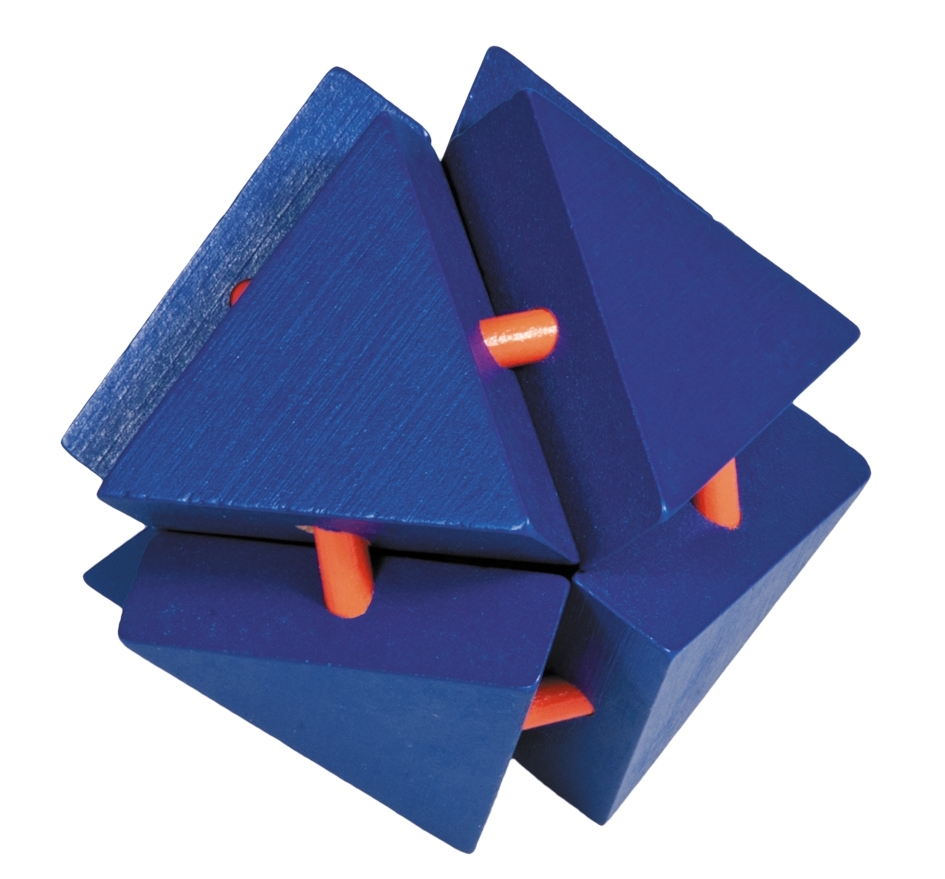 IQ-Test, Magic bamboo triangle box, orange, blue