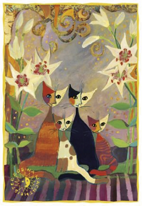 Folded card, Wachtmeister, Cats with lilies
