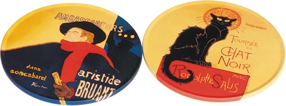 coasters, Chat Noir, Art Nouveau