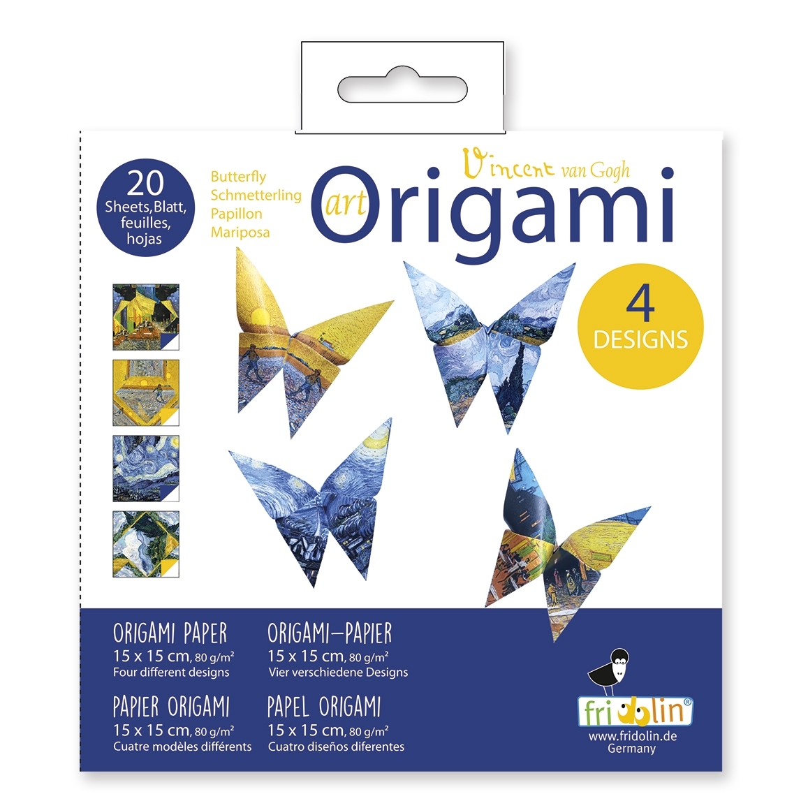 Art Origami, Butterfly, Gogh, 20 sheets, 15x15 cm