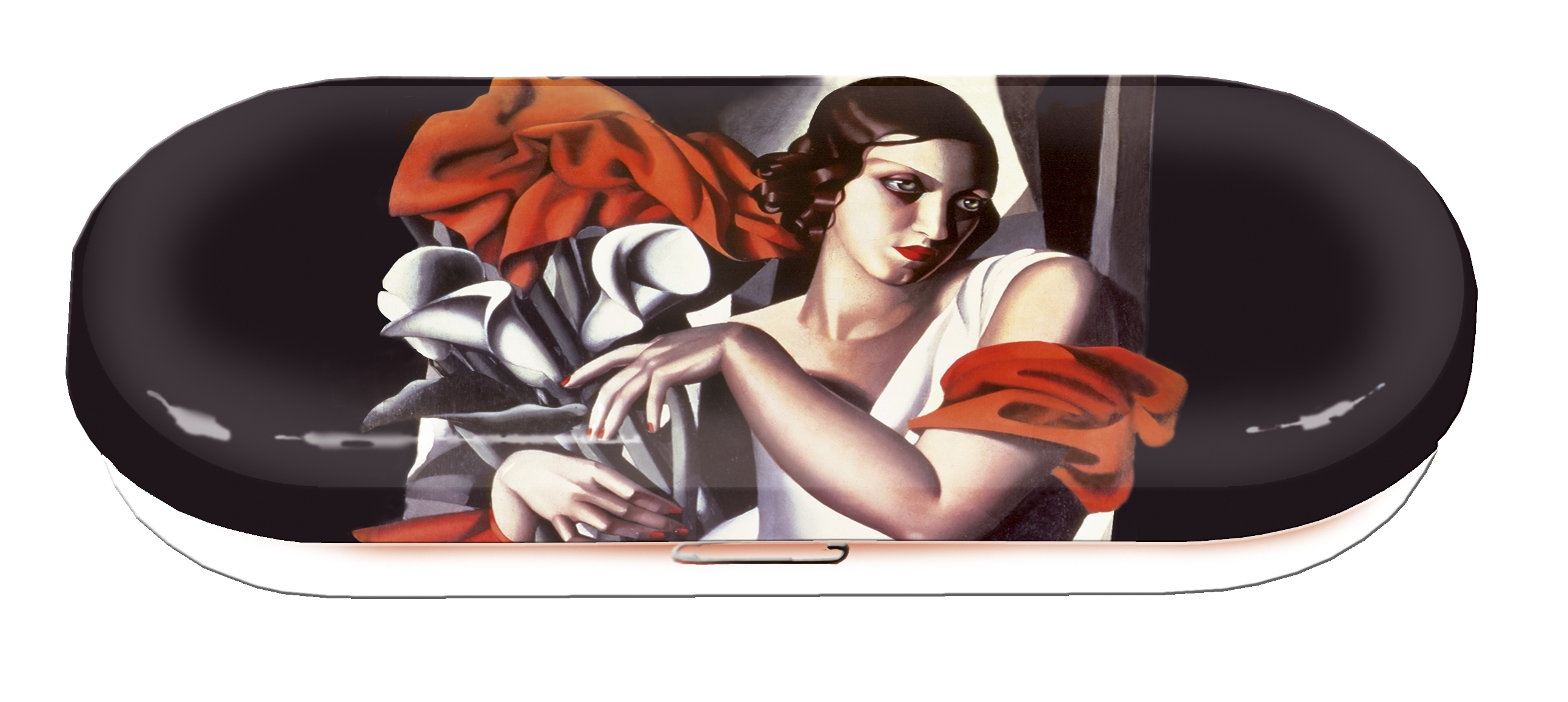 Spectacle case, Lempicka, Portrait of Ira P, metal