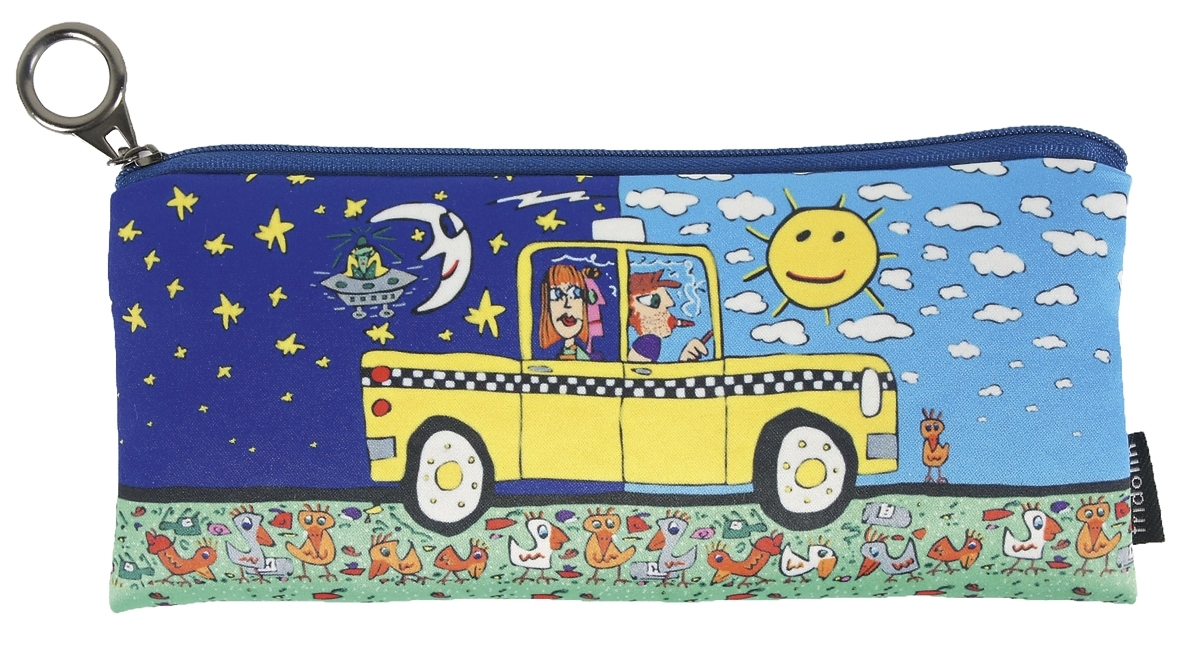 pencil bag, James Rizzi, Taxi and some pigeons