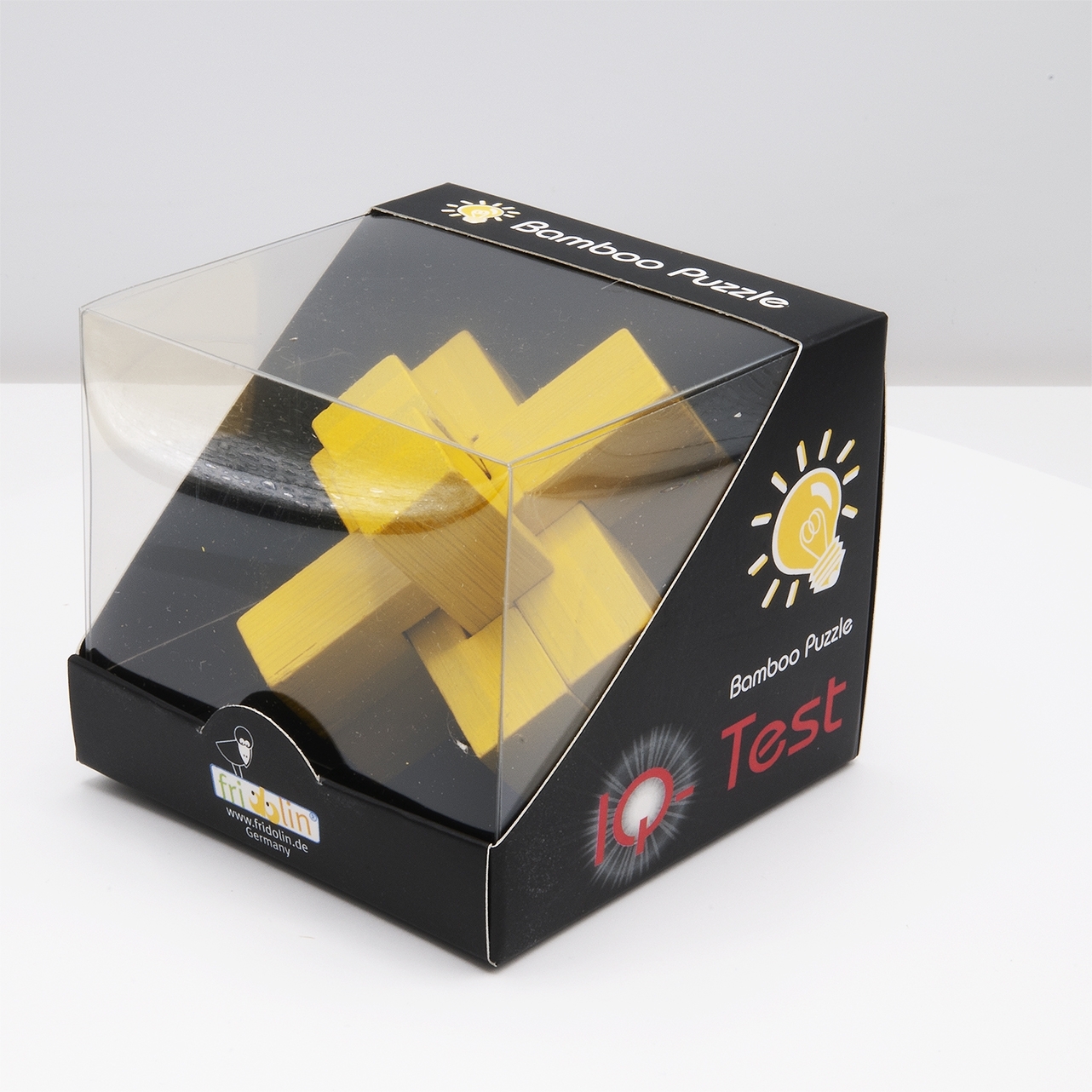 IQ-Test, bamboo puzzle, Block-Cross, yellow