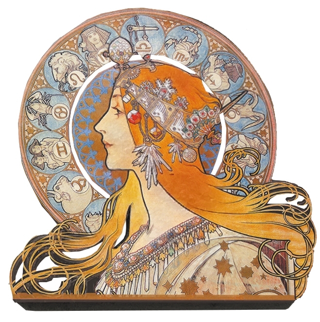 magnet, MDF, Art Nouveau, Zodiac
