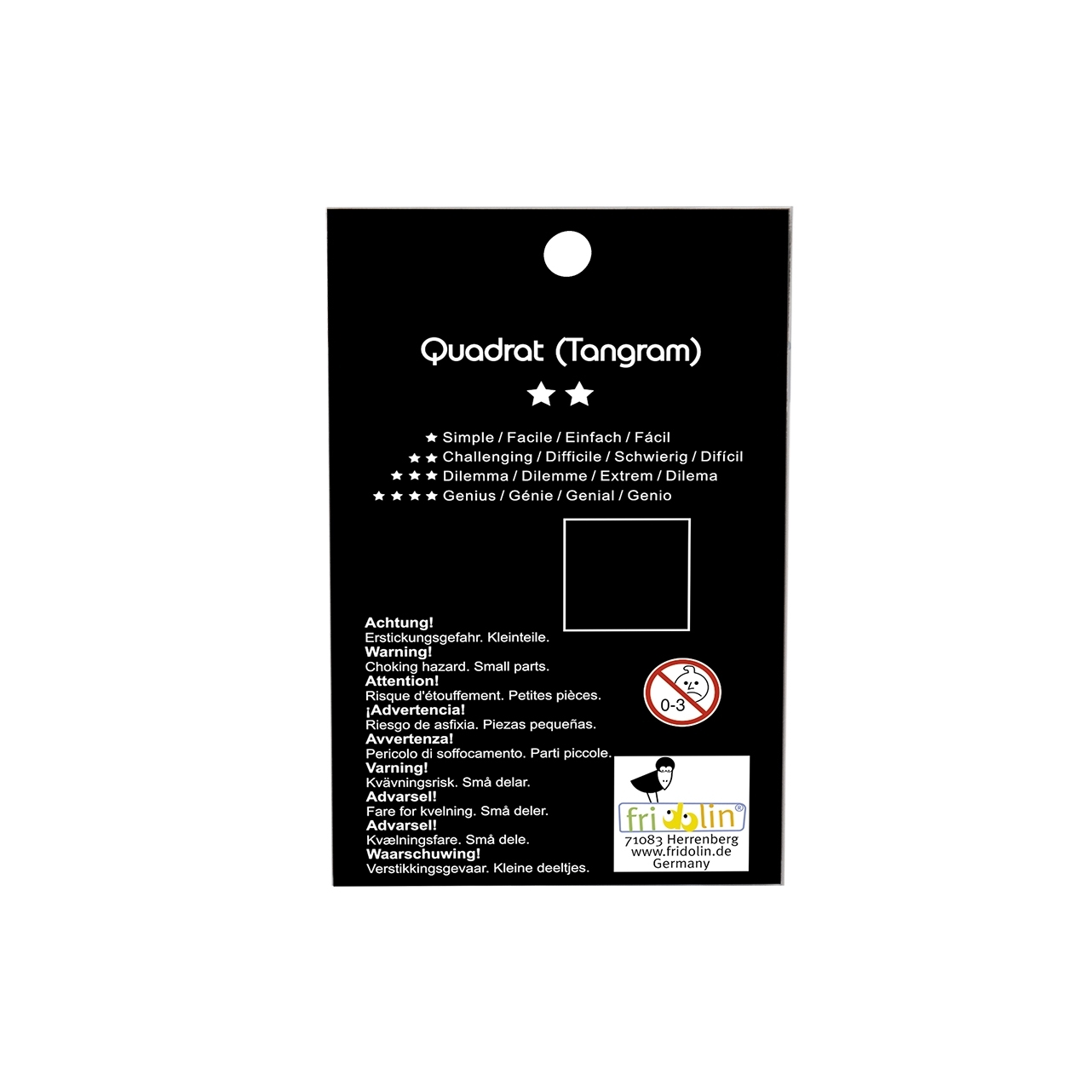IQ-Test, Square (Tangram) puzzle, wood