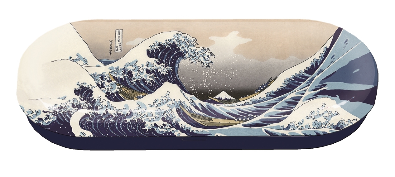 Spectacle case, Hokusai, Great Wave, metal