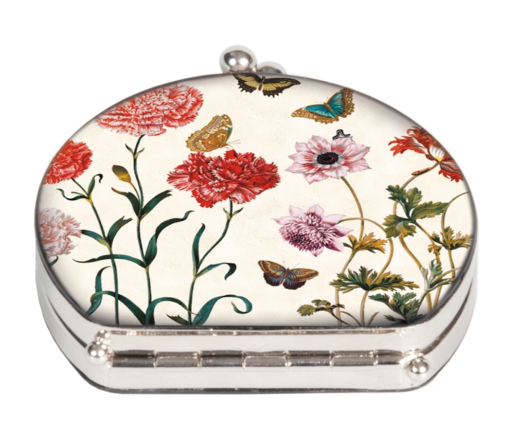 Pocket mirror, Merian, Flowers, textile surface