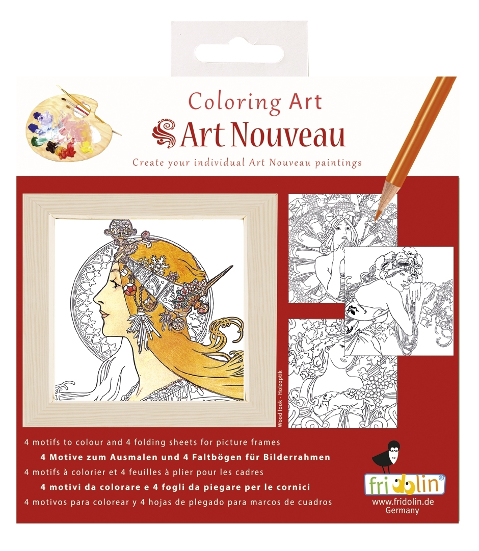 Coloring Art, Art Nouveau, 4 motifs + fold. frame
