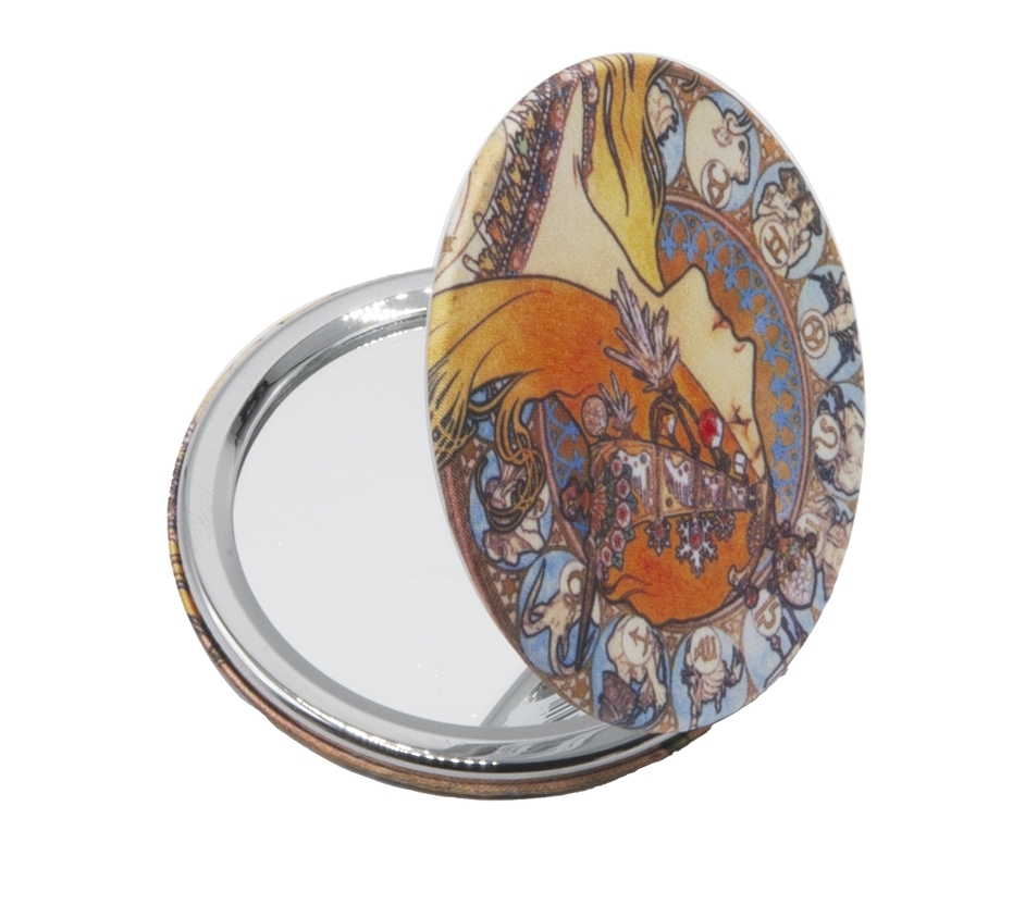 Pocket mirror, Art Nouveau, Zodiak