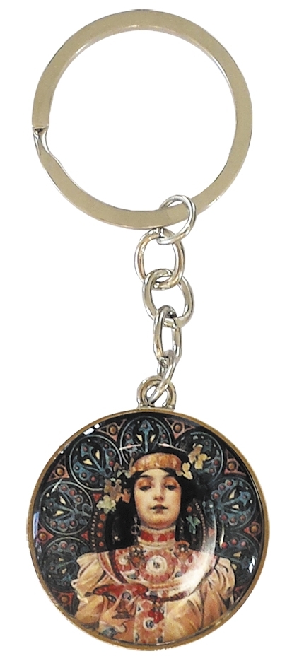 art keyring, one-sided, Art Nouveau, Sarah
