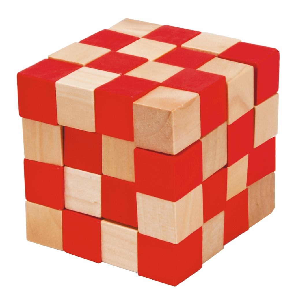 master snake cube, 6 x 6 cm, nature/red