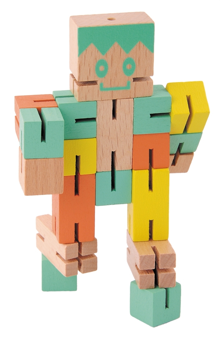 IQ-Test, Puzzle Boy 1, green, yellow, orange, wood