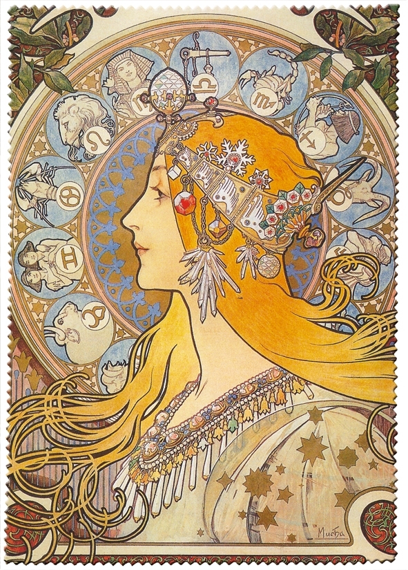 Eyeglass cleaning cloth, Art Nouveau, Zodiac
