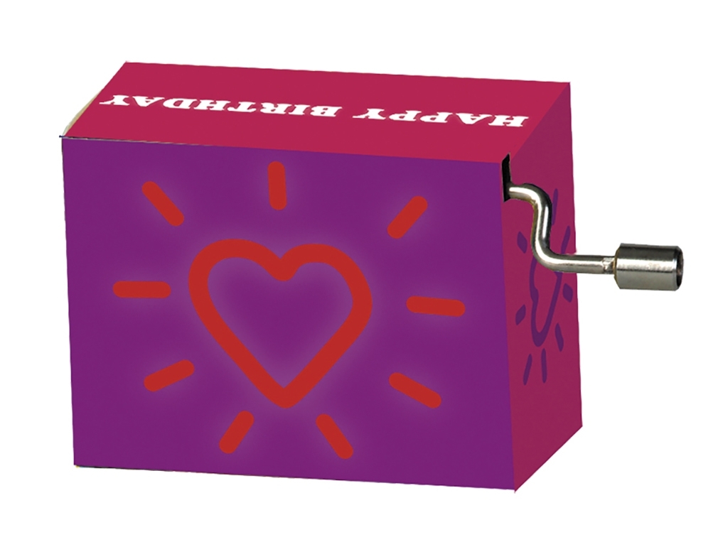 Music box, Happy Birthday, heart, purple aureola