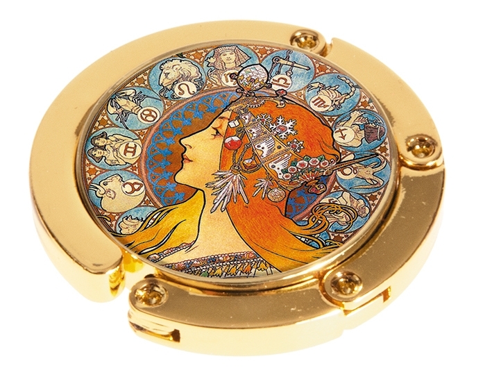 Bag hanger, Art Nouveau, Zodiac, gold