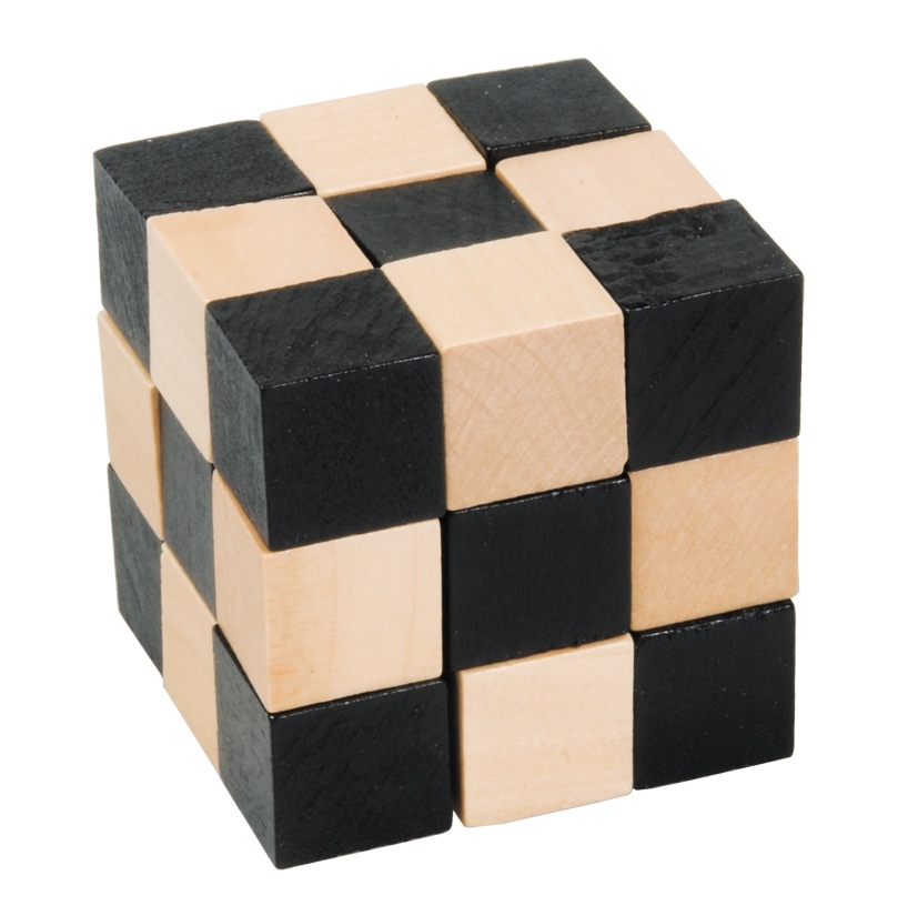 IQ-Test, Wooden cubes, natural/black