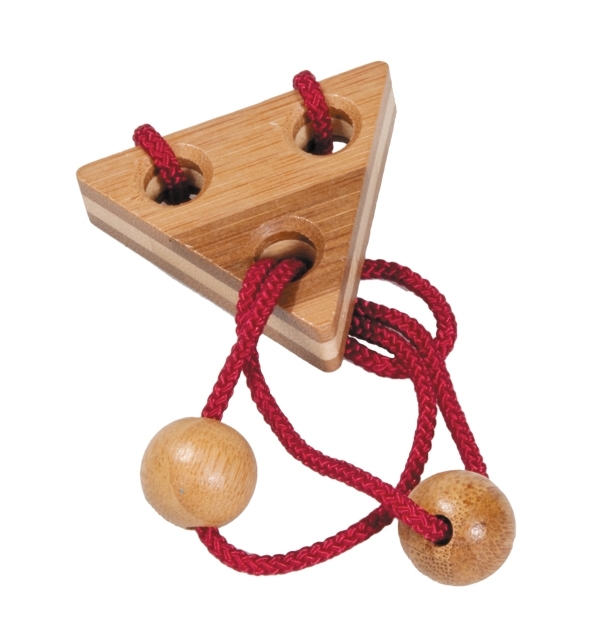IQ-Test bamboo string-puzzle in a box, red