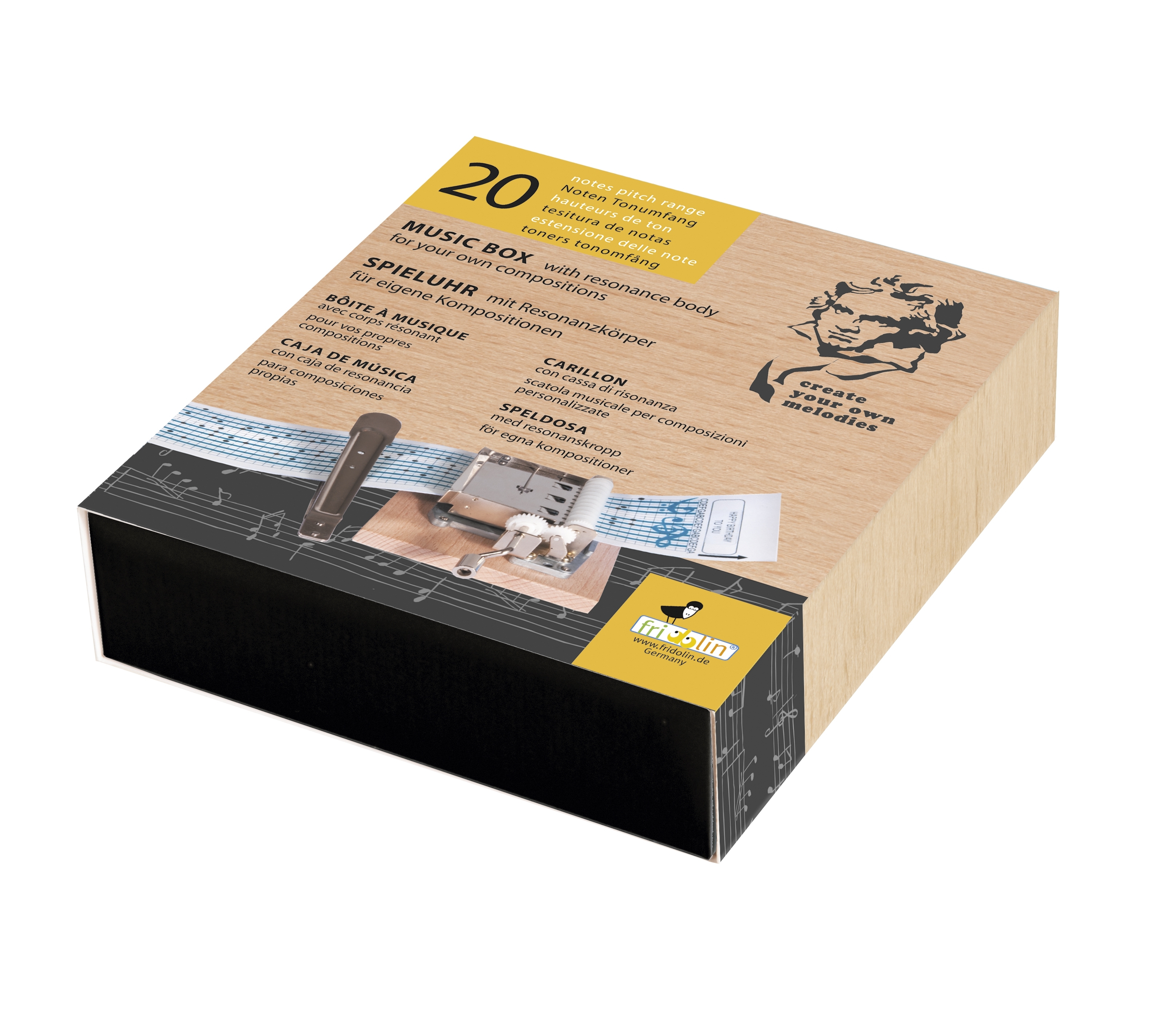 20-note music box for self punched melody stripes