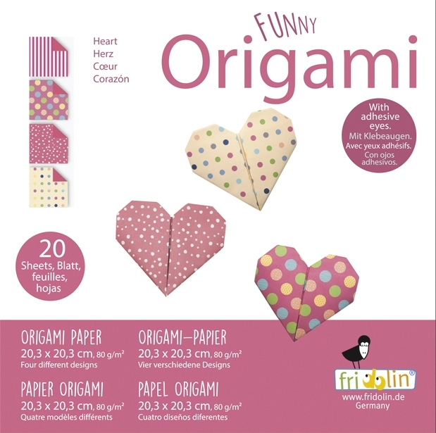 Funny Origami, Hearts, 20 sheets 20x20 cm