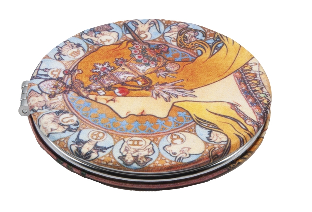Pocket mirror, Art Nouveau, Zodiak