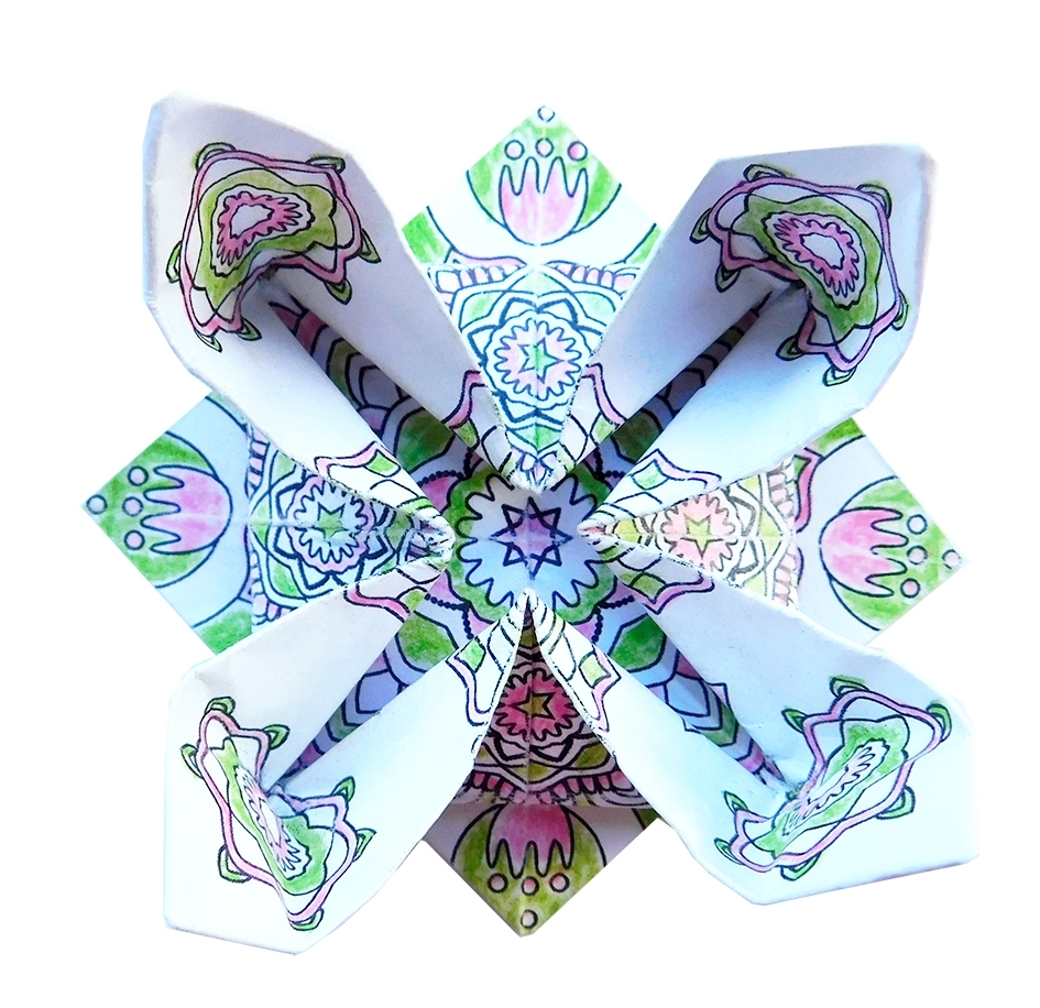 Mandala Colouring Origami, Lotus, 20 sheets, 15x15