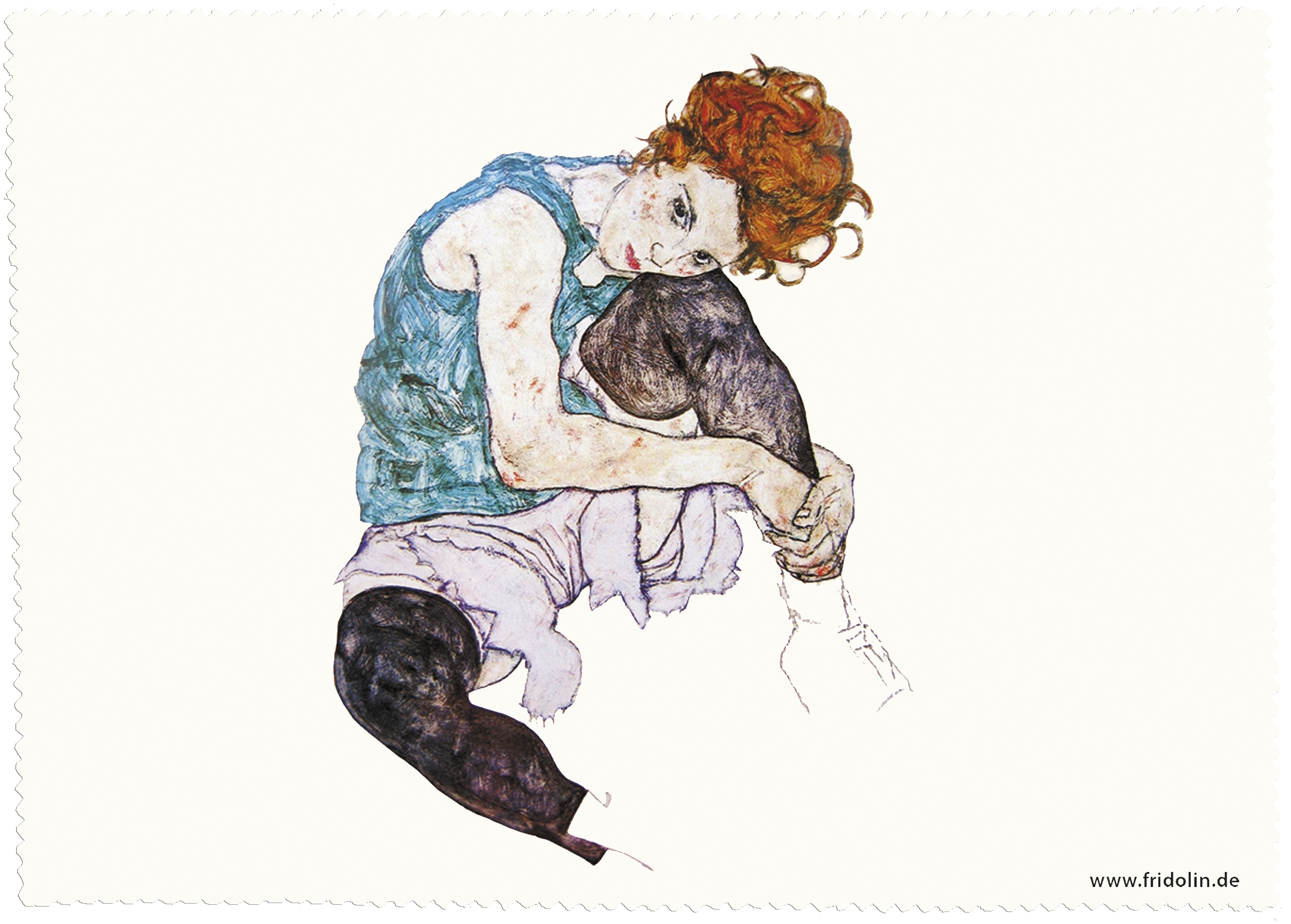 Eyeglass cleaning cloth, Schiele, Seated woman