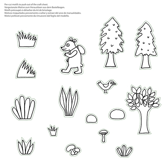Craft kit, forest, bear and mushrooms