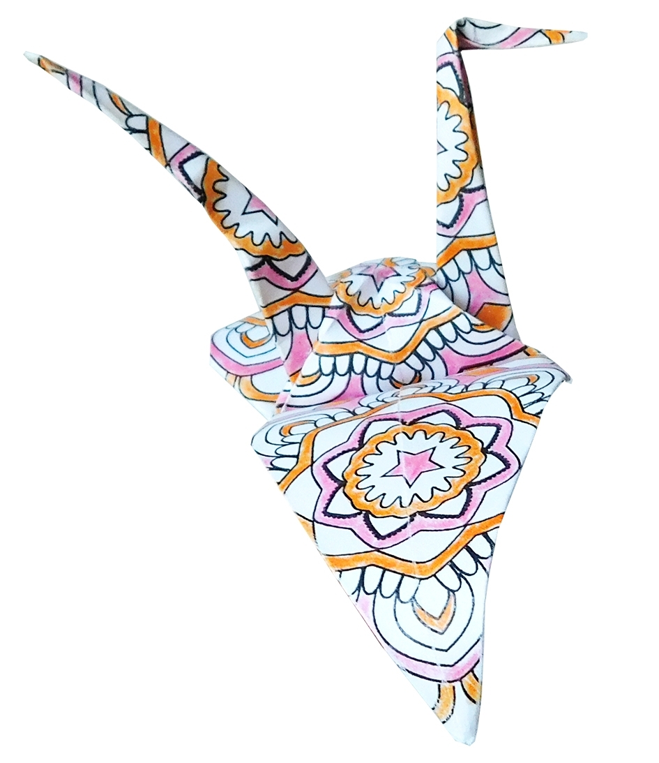 Mandala Colouring Origami, Crane, 20 sheets, 15x15