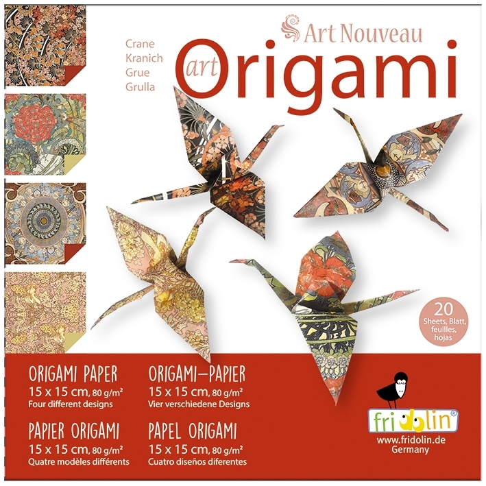 Art-Origami, Crane, Art Nouveau 20 sheets 15x15 cm