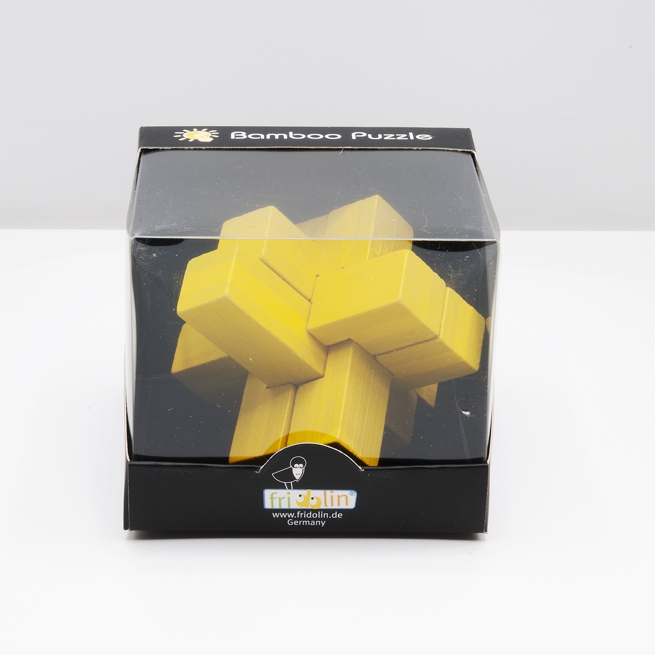 IQ-Test, bamboo puzzle, Block-Cross, yellow