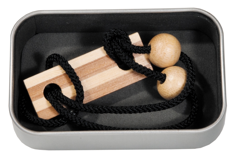 IQ-Test bamboo string-puzzle in a box, black