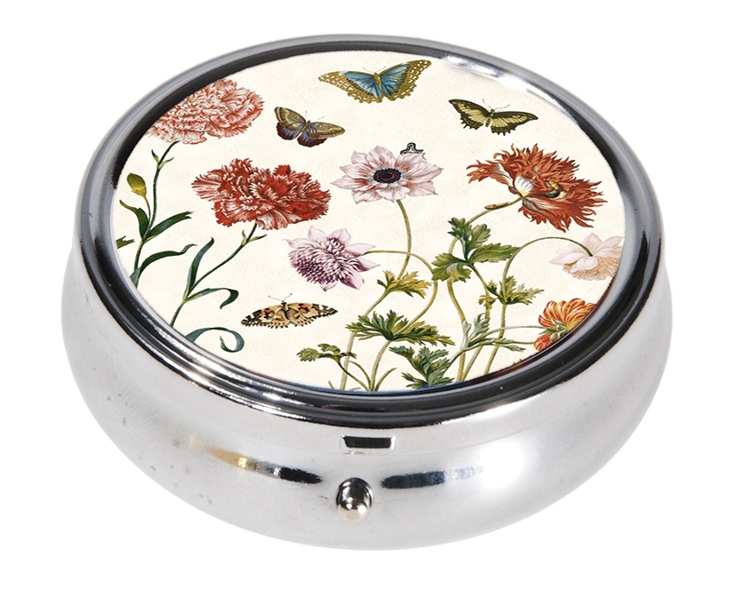pillbox large, round, Maria Sibylla Merian