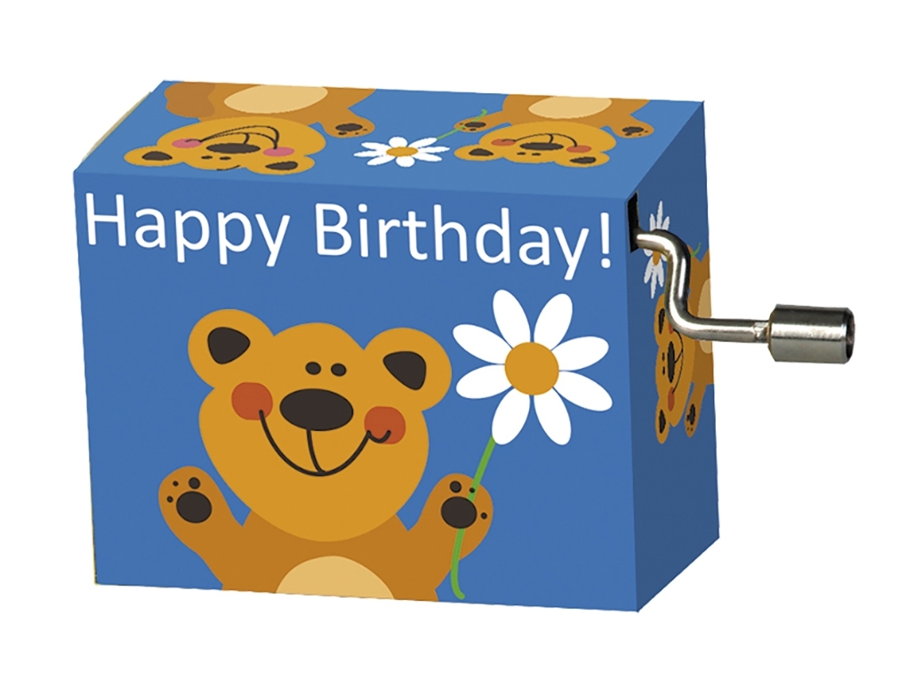 Music box, Happy Birthday, bear with flower