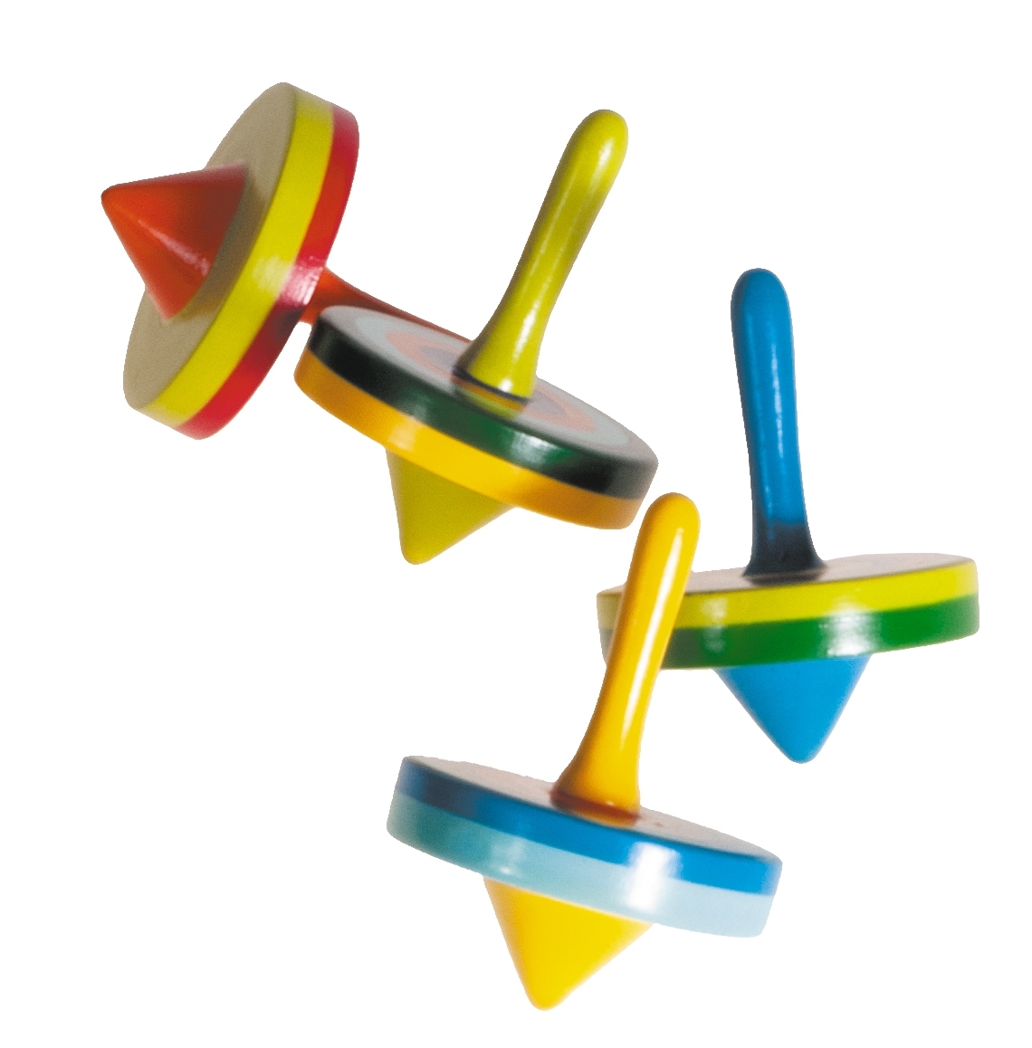 Wooden spinning top, Disc, sorted by color