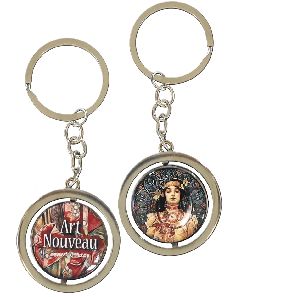 art keyring, two-sided, Art Nouveau, Sarah