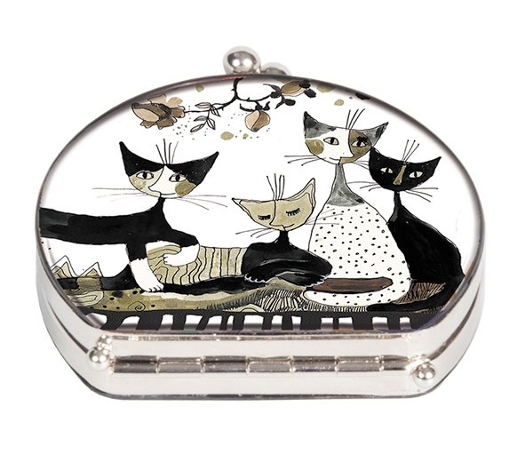 Pocket mirror, Wachtmeister, Cats Sepia, textile