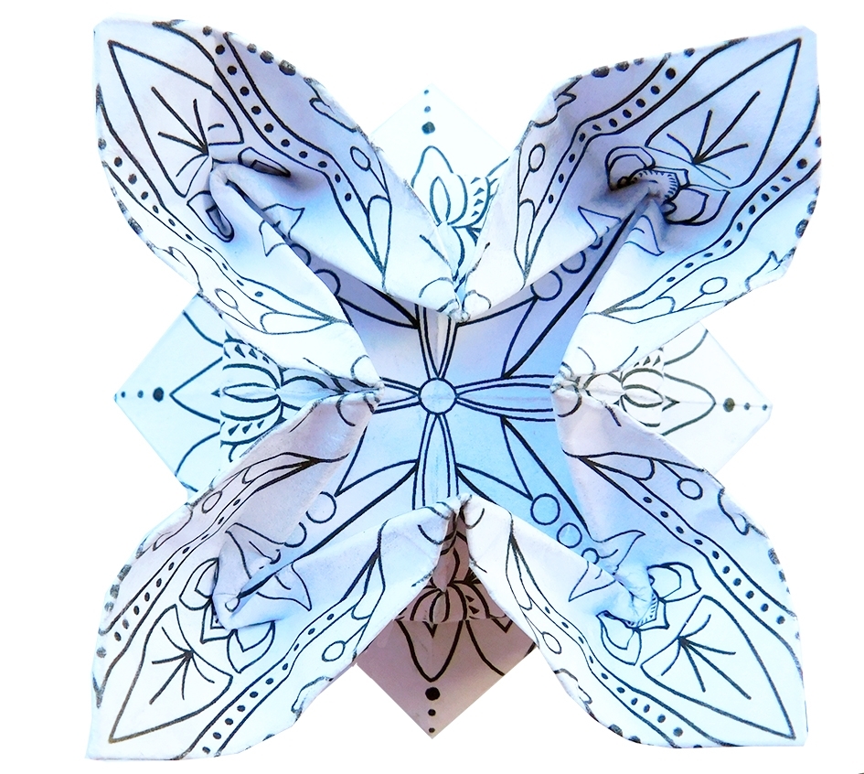 Mandala Colouring Origami, Lotus, 20 sheets, 15x15