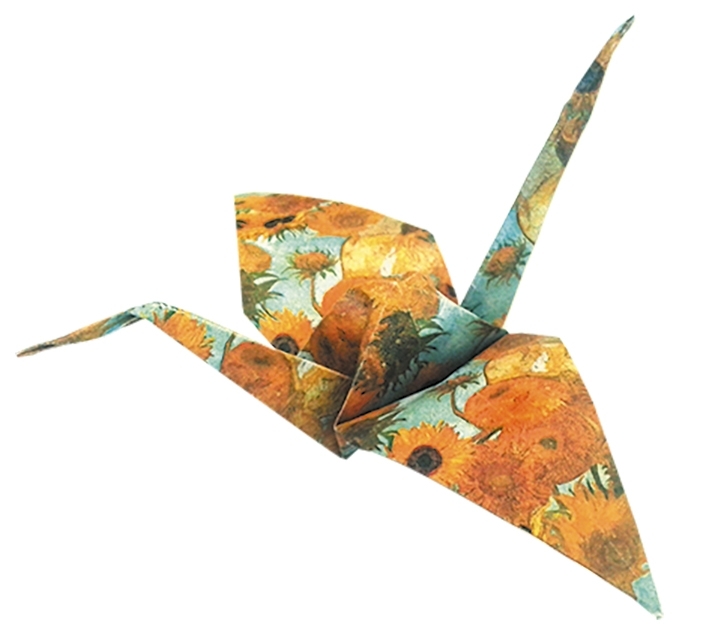 Art-Origami, Kranich, Van Gogh, 20 Blatt, 15x15 cm