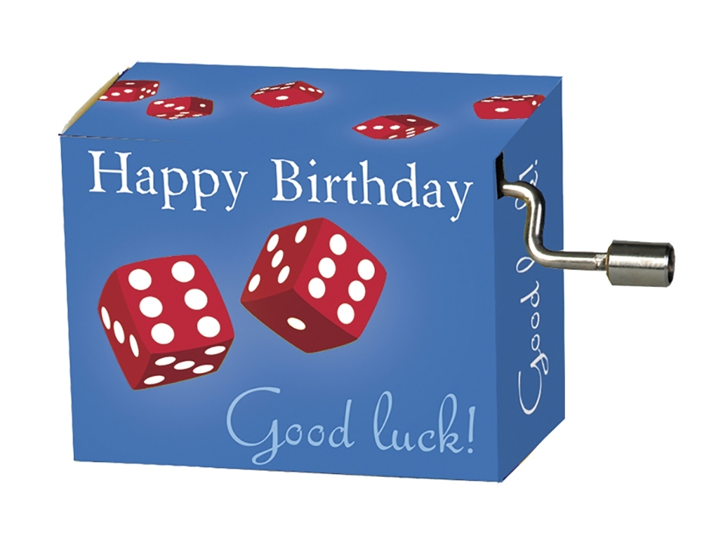 Music box, Happy Birthday, Good luck, with dice