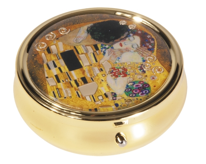 pillbox large, round, Gustav Klimt, The Kiss