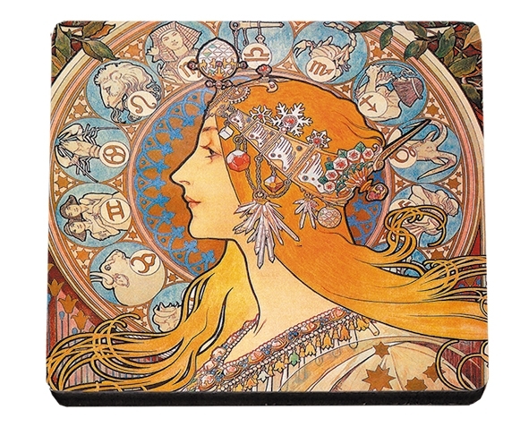 coaster, Art Nouveau, Zodiac, MDF/Felt